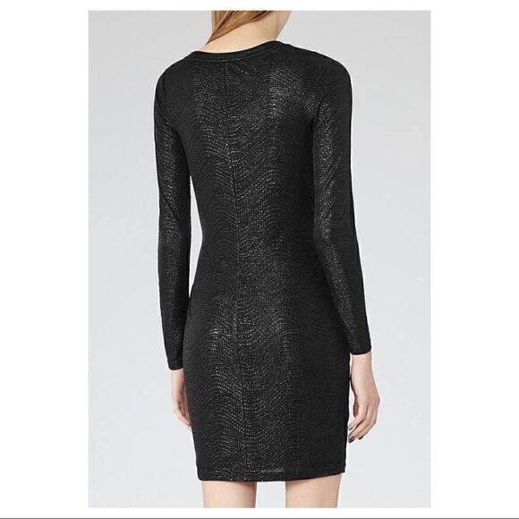 Nwt Reiss Abellia Jersey LS Shift Mini Dress Black Shimmer Sz 8 - Picture 3 of 7